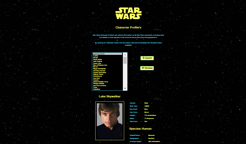 Star Wars Character Profiles